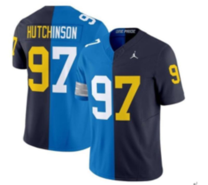 Men 2025 Detroit Lions #97 Hutchinson Blue black Limited NFL Jersey style 035